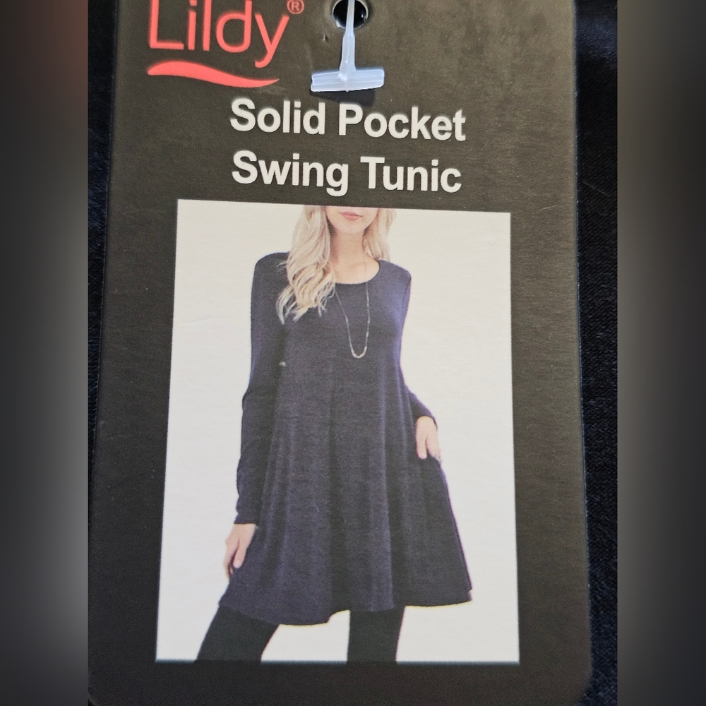 LILDY Solid Black Pocket Swing Tunic
